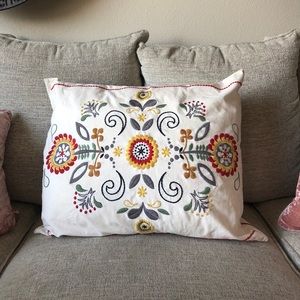 Hand Stitched White Pillow